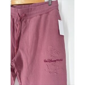 Walt Disney World Embossed Loungewear Mauve Pink Joggers Sweat Pants L  NWT